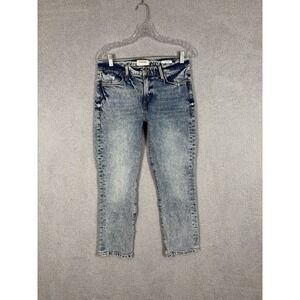 FRAME Le High Straight Ankle Jeans Womens 28 Lombard Bleach Acid Wash Blue